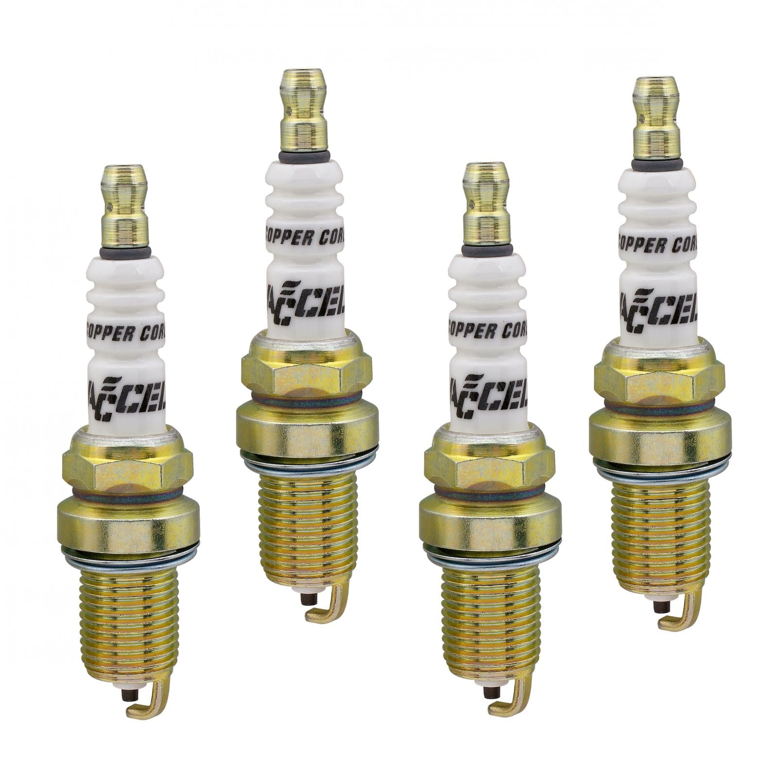 Hp Copper Spark Plug 14MM Thread, .750 In Reach Gasket (Flat) Seat Iso Standard 4 Pack ACCEL