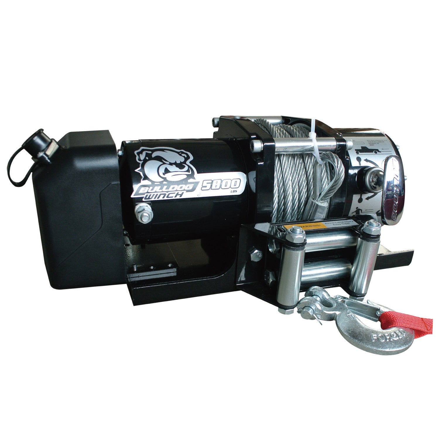 5,800 LB Trailer Winch 55 Ft Wire Rope Roller Fairlead Mount Plate Low Profile Bulldog Winch