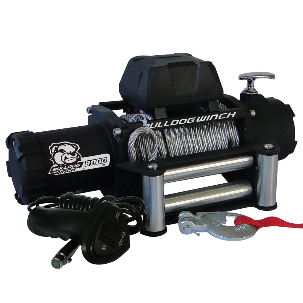 8,000 LB Winch 100 Ft Wire Rope W/5.2hp Series Wound Motor Roller Fairlead Bulldog Winch