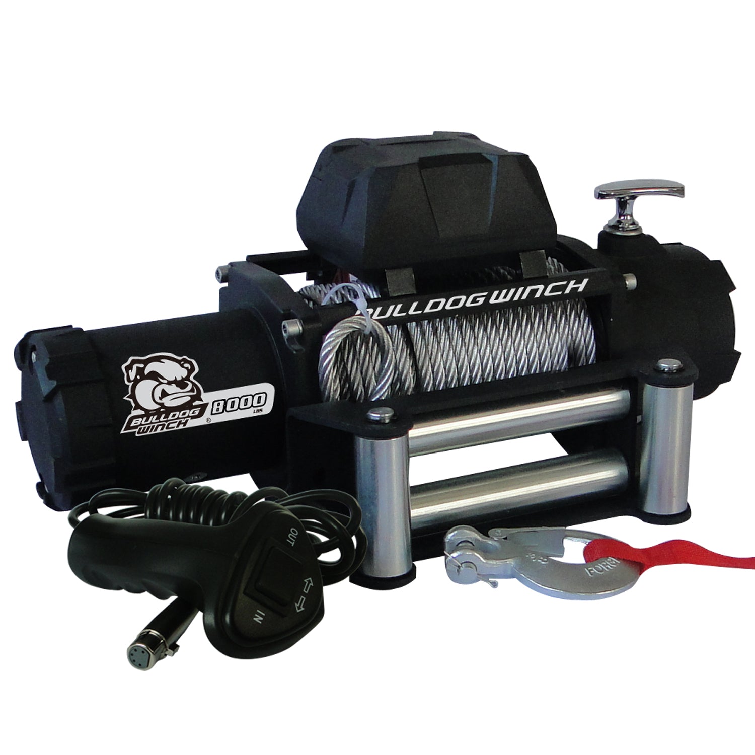 8,000 LB Winch 100 Ft Wire Rope W/5.2hp Series Wound Motor Roller Fairlead Bulldog Winch