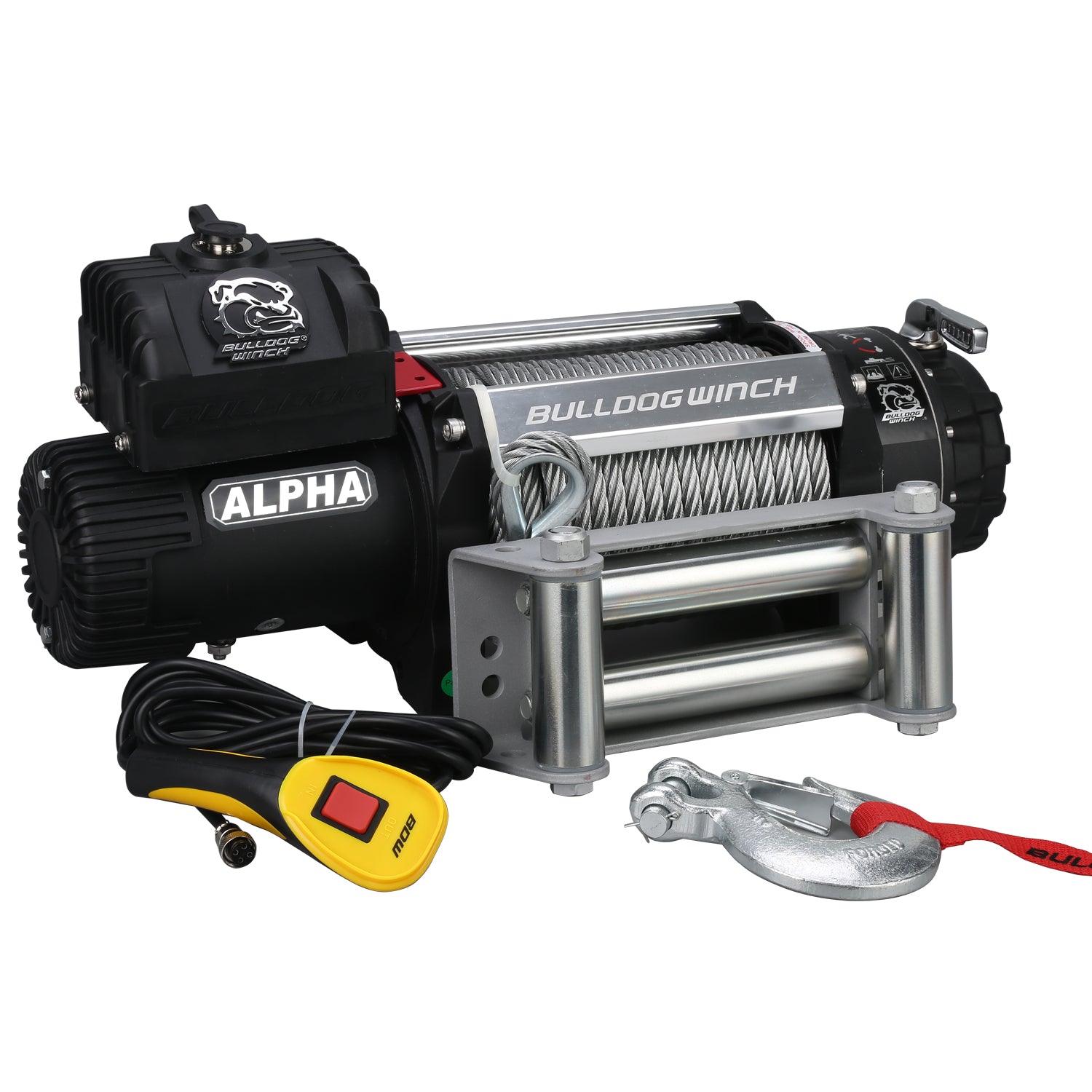 15,000 LB Truck Winch 80 Ft Wire Rope Roller Fairlead Bulldog Winch