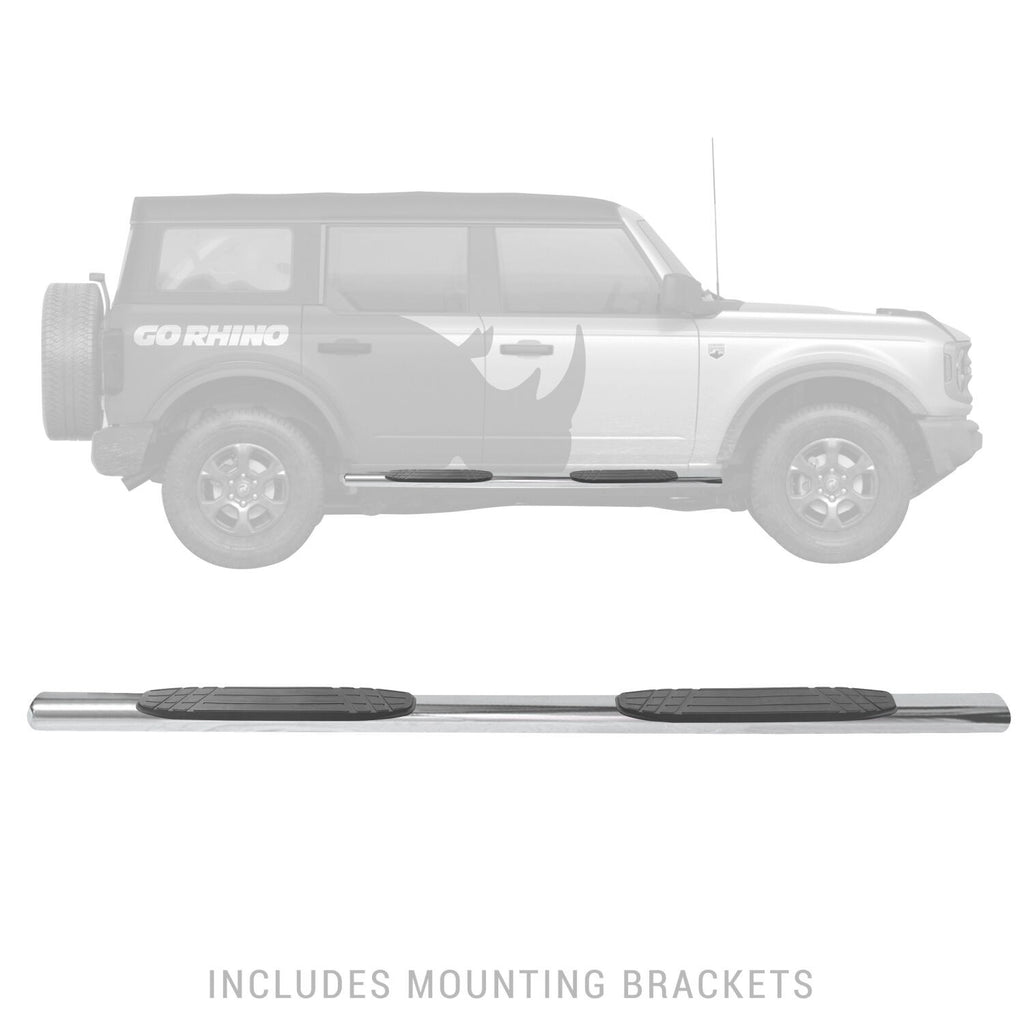 4 Inch 1000 Series SideSteps & Bracket Kit Stainless Steel 2021-2025 Ford Bronco Go Rhino