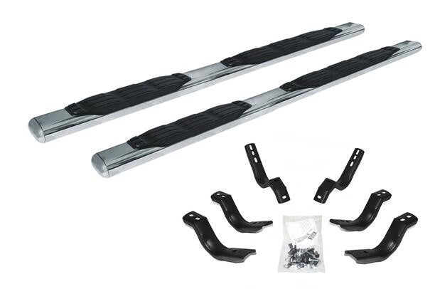 5 Inch 1000 Series Side Steps with Mounting Brackets Kit Polished Stainless Steel 2019-2026 Silverado/Sierra 1500/2500 HD Go Rhino