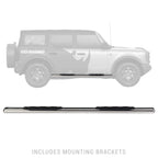 5 Inch 1000 Series Side Steps with Mounting Brackets Kit Polished Stainless Steel 2021-2025 Ford Bronco Go Rhino