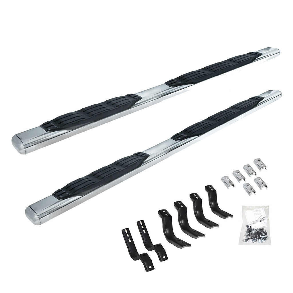 5 Inch 1000 Series Side Steps with Mounting Brackets Kit Polished Stainless Steel 2018-2026 Jeep Wrangler Go Rhino