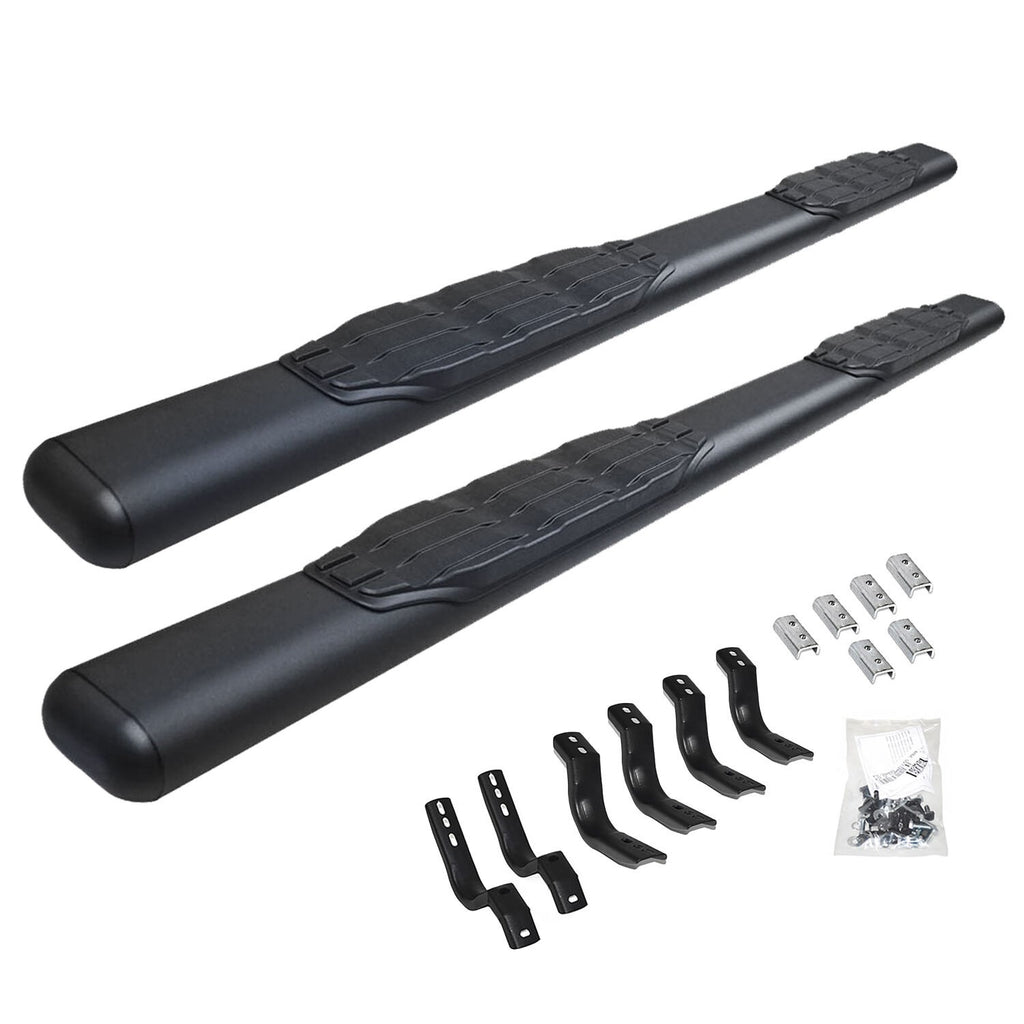 5 Inch 1000 Series Side Steps with Mounting Brackets Kit Textured Black 2018-2026 Jeep Wrangler Go Rhino
