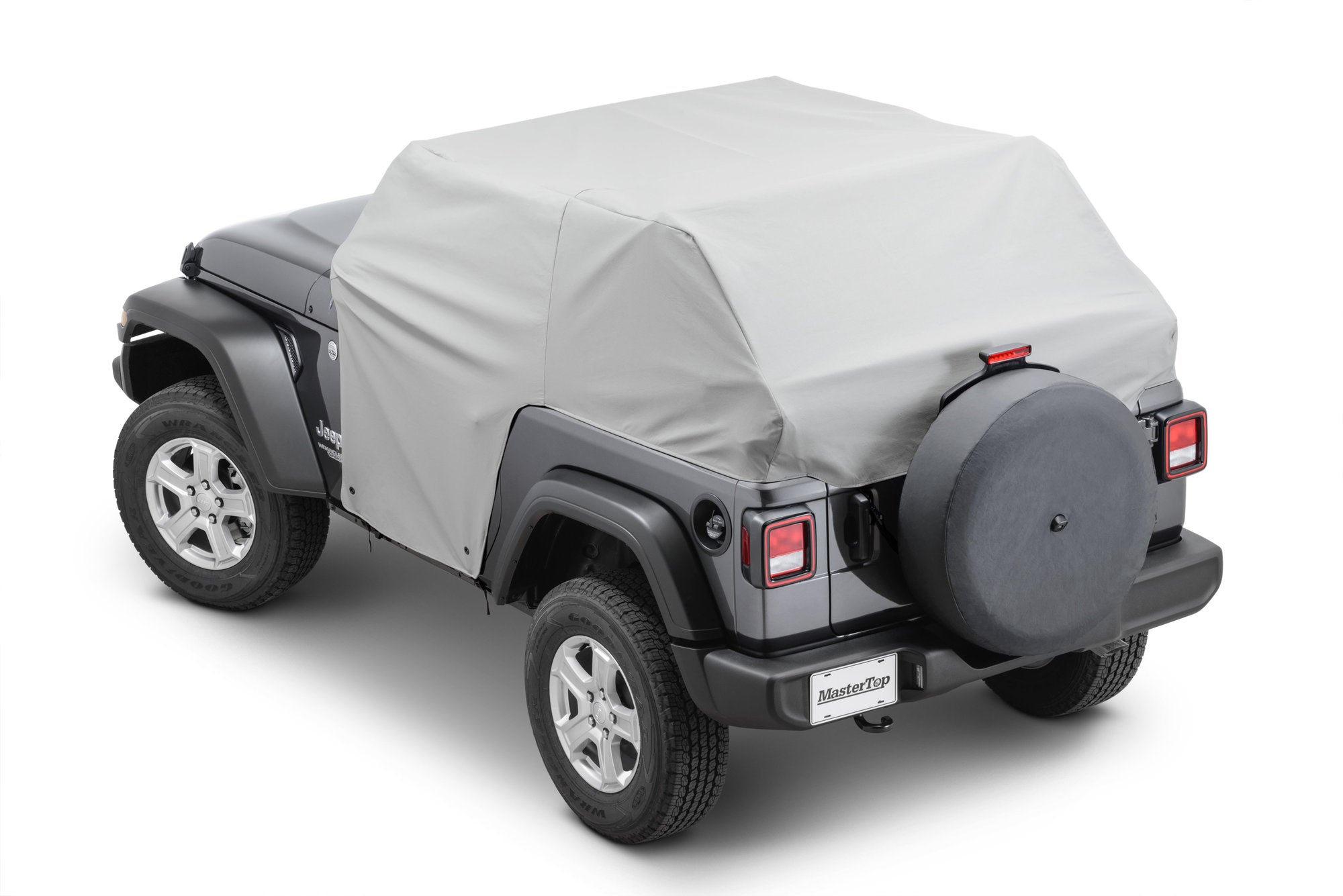 Full Door Cab Cover 2018-2024 Jeep JL Wrangler 2Dr W/Factory Soft Top Folded Down Gray Denim MasterTop