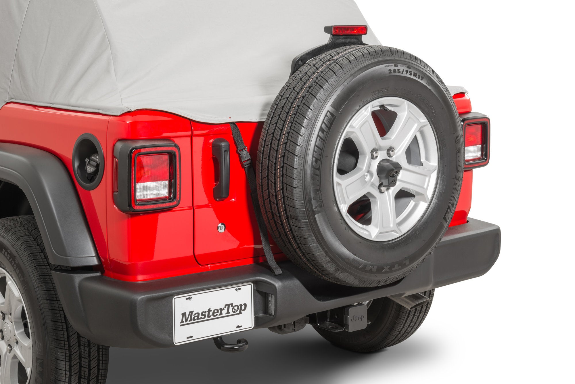 Full Door Cab Cover 2018-2024 Jeep JLU Wrangler 4Dr W/Factory Soft Top Folded Down Gray Denim MasterTop