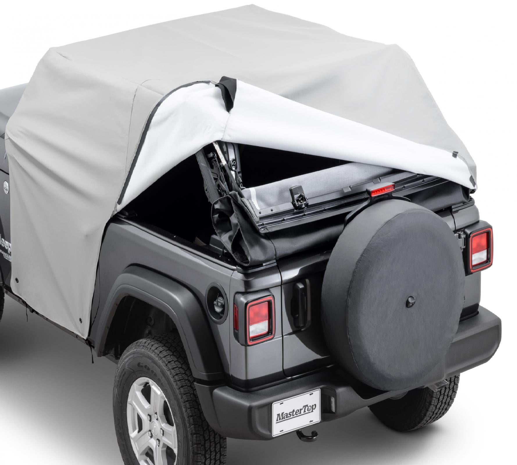 5 Layer Full Door Cab Cover 2018-2024 Jeep JL Wrangler 2Dr W/Factory Soft Top Folded DownGray MasterTop