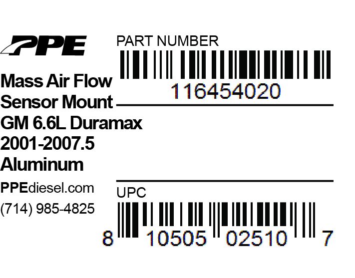 LBZ/LLY/LB7 Mass Airflow Sensor Block Weld On Aluminum PPE Diesel