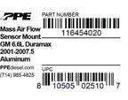 LBZ/LLY/LB7 Mass Airflow Sensor Block Weld On Aluminum PPE Diesel