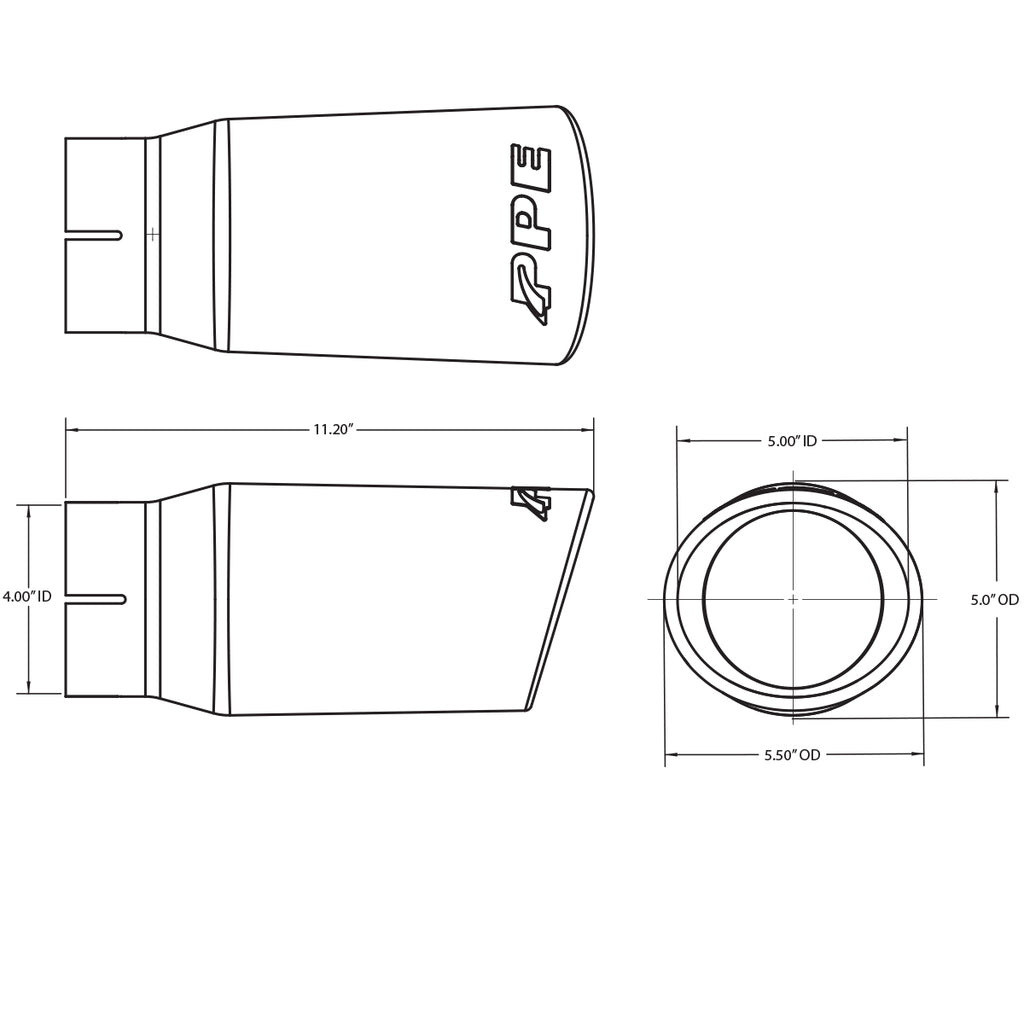Exhaust Tip Stainless 4 Inch ID PPE Diesel
