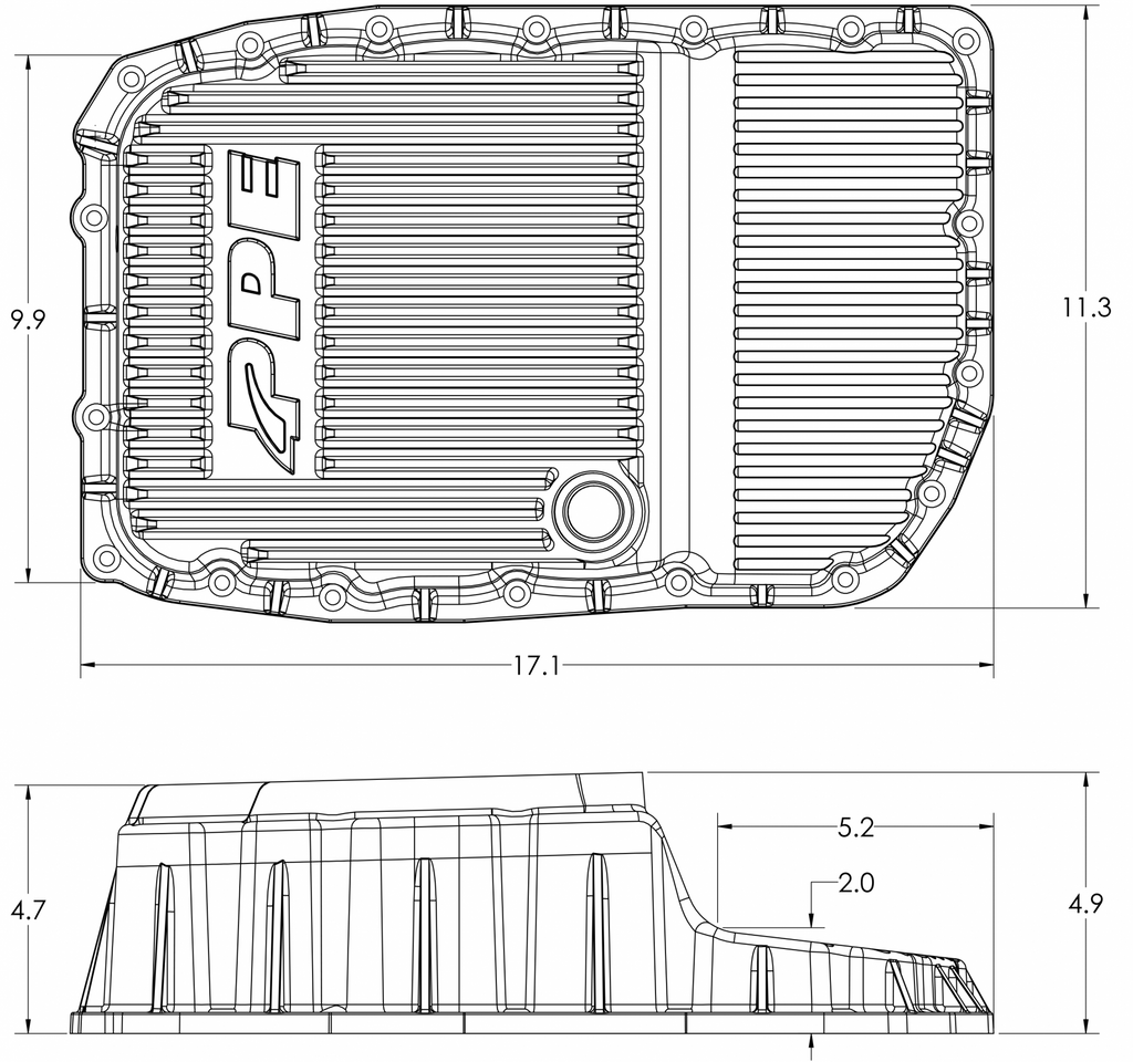 2007-2020 GM w/ 6L80 Heavy-Duty Cast Aluminum Transmission Pan Brushed