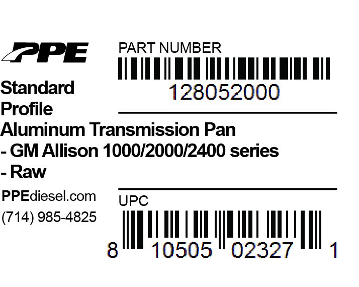 PPE Trans Pan Standard Depth GM Allison 1000 And 2000 Series 1000 And 2000 Series Raw PPE Diesel
