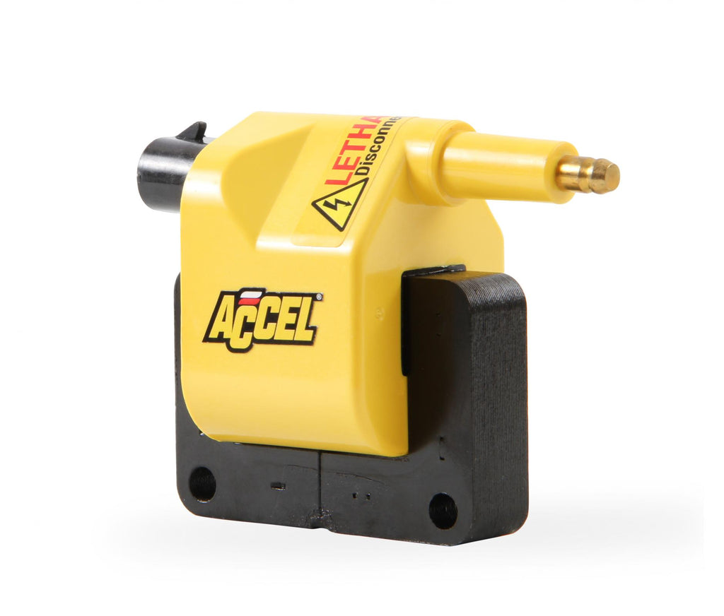 Ignition Coil- Supercoil- Dodge/Jeep/Plymouth/Chrysler Remote-Yellow-Individual This Supercoil Ignition Coil Fits Dodge Magnum Truck / Jeep 1990-2002 ACCEL