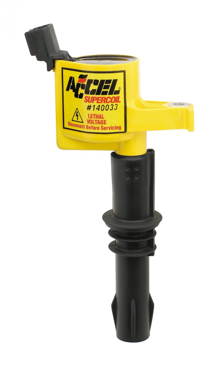 Direct Ignition Coil Kit- Supercoil 2004-2008 Ford 4.6L/5.4L/6.8L 3-Valve Yellow Each Supercoil With Shorter Black Boot ACCEL