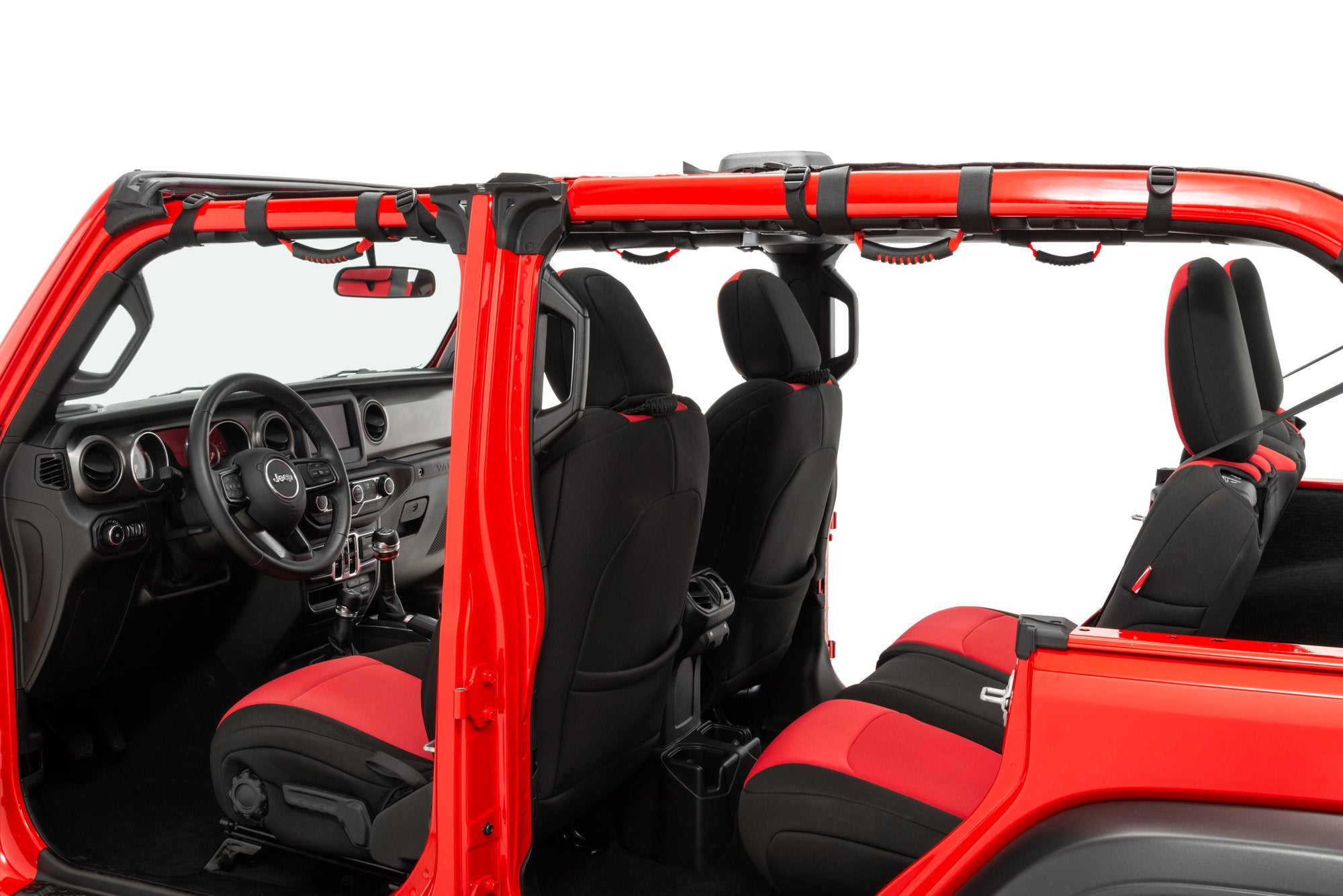 Mesh Bimini Top Plus with Integrated Grab Handle, 18-Present Jeep JLU Wrangler 4 Door, Black MasterTop