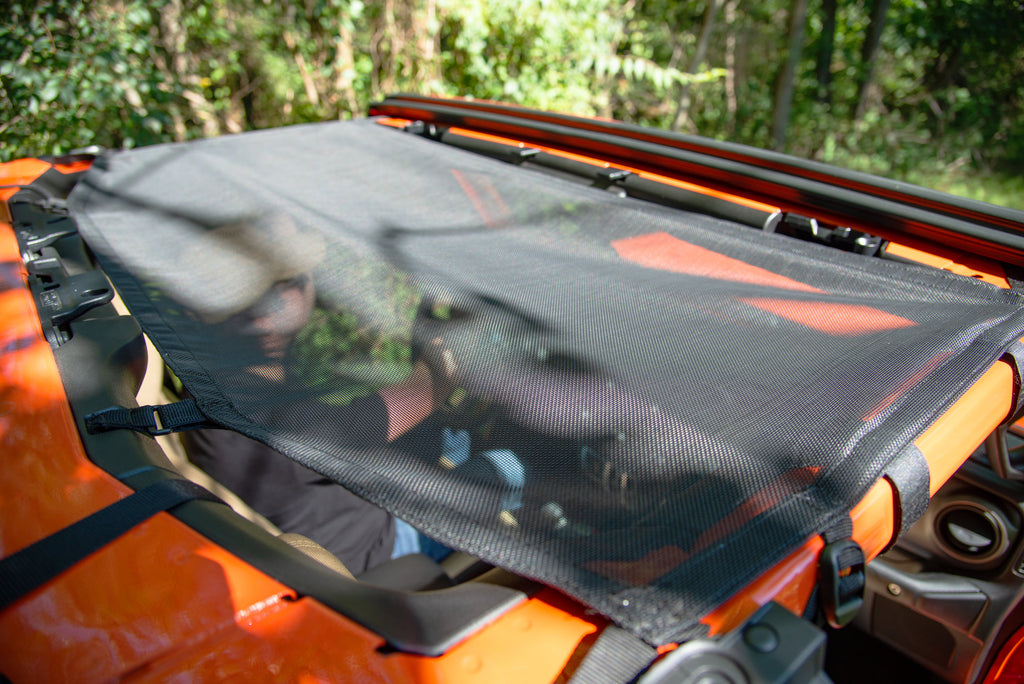 Mesh Bimini Top Plus with Integrated Grab Handle, 20-Present Jeep JT Gladiator 4 Door, Black MasterTop
