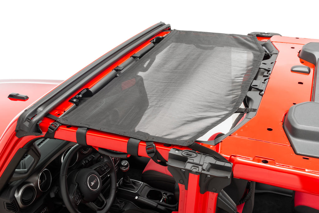 Mesh Bimini Top Plus with Integrated Grab Handle, 18-Present Jeep JL Wrangler 2 and 4 Door and Gladiator, Black MasterTop