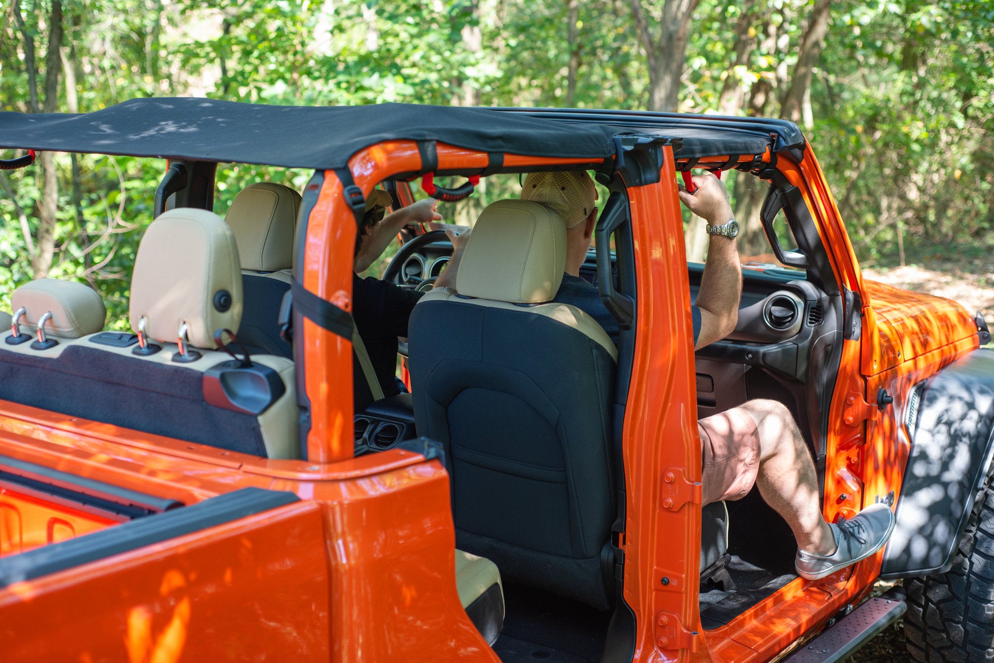 Bimini Top Plus with Integrated Grab Handle, 20-Present Jeep JT Gladiator 4 Door, Black Diamond MasterTop