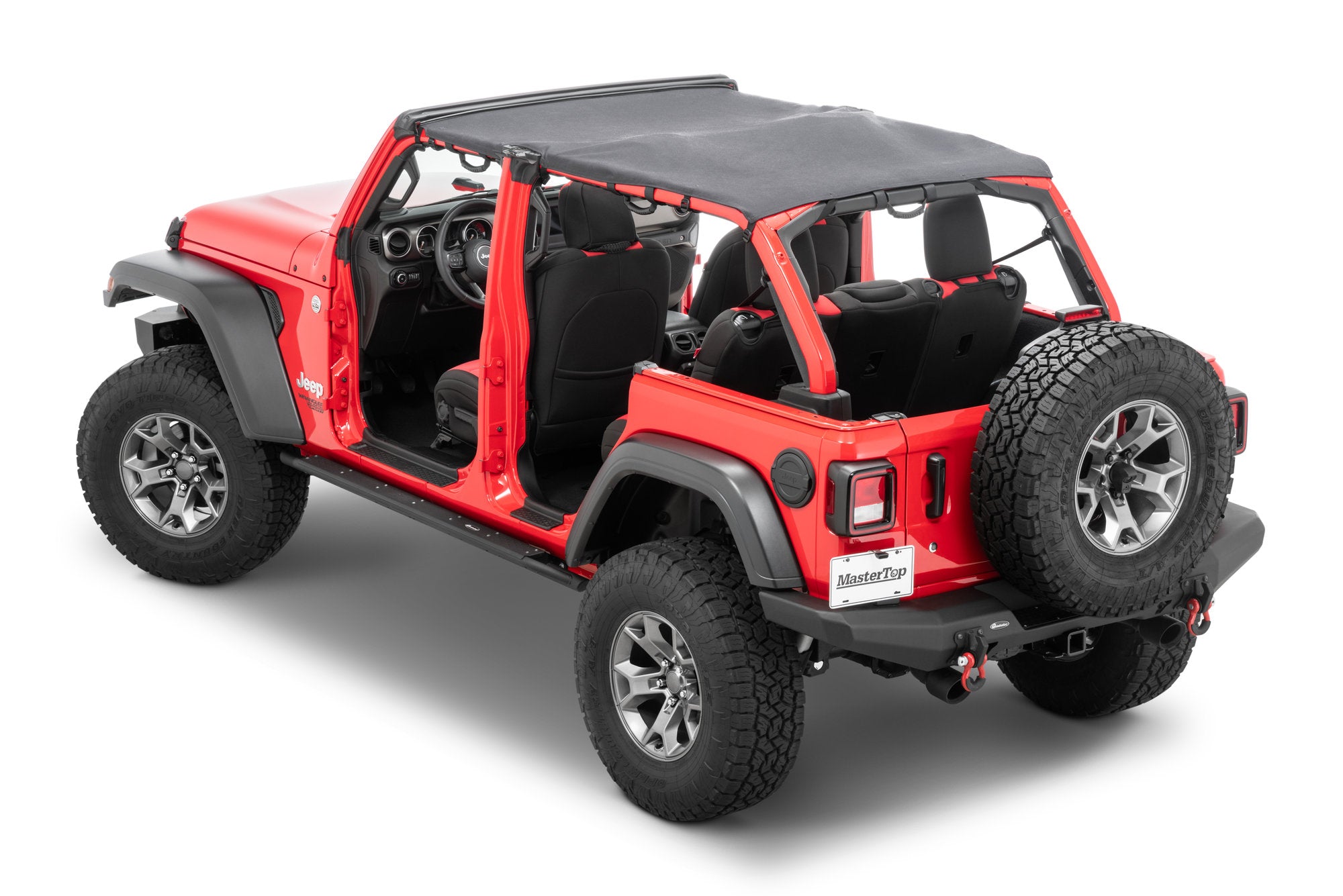Bimini Top Plus with Integrated Grab Handle, 92-95 Jeep Wrangler, Black Diamond/Red GH MasterTop