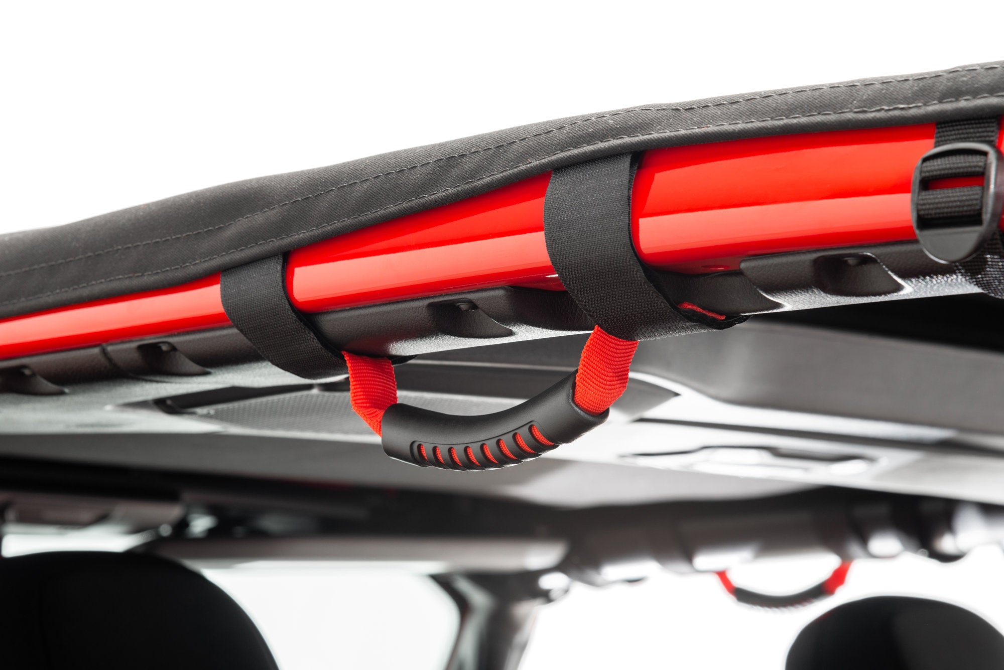 Bimini Top Plus with Integrated Grab Handle, 92-95 Jeep Wrangler, Black Diamond/Red GH MasterTop