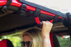 Bimini Top Plus with Integrated Grab Handle, 97-06 Jeep Wrangler, Black Diamond/Red GH MasterTop