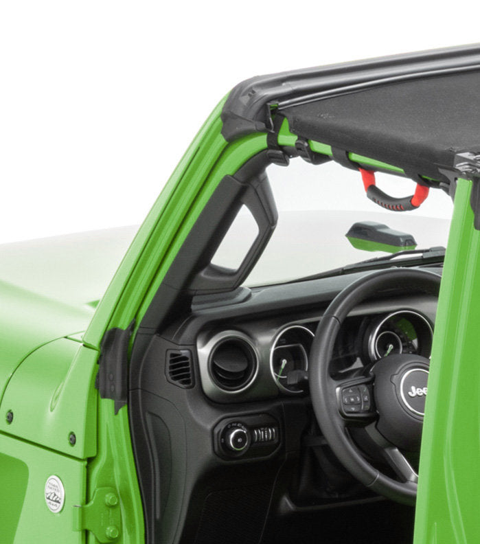 Bimini Top Plus with Integrated Grab Handle, 07-18 Jeep JK Wrangler 2 Door, Black Diamond/Red GH MasterTop