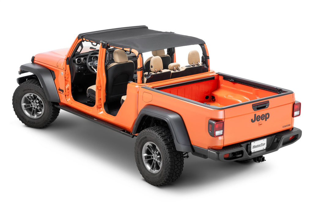 Bimini Top Plus with Integrated Grab Handle, 20-Present Jeep JT Gladiator 4 Door, MasterTwill/Red GH MasterTop