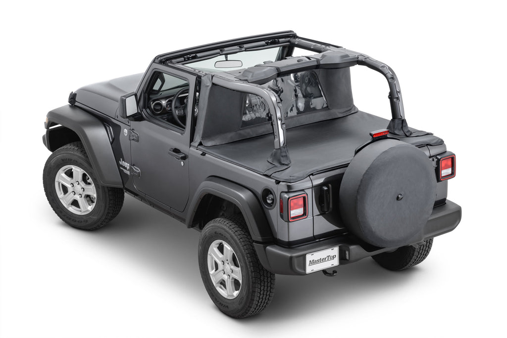 Wind Stopper/Tonneau Cover Combo 2018-2024  Jeep JL Wrangler 2Dr Soft Top Models Black Diamondl MasterTop