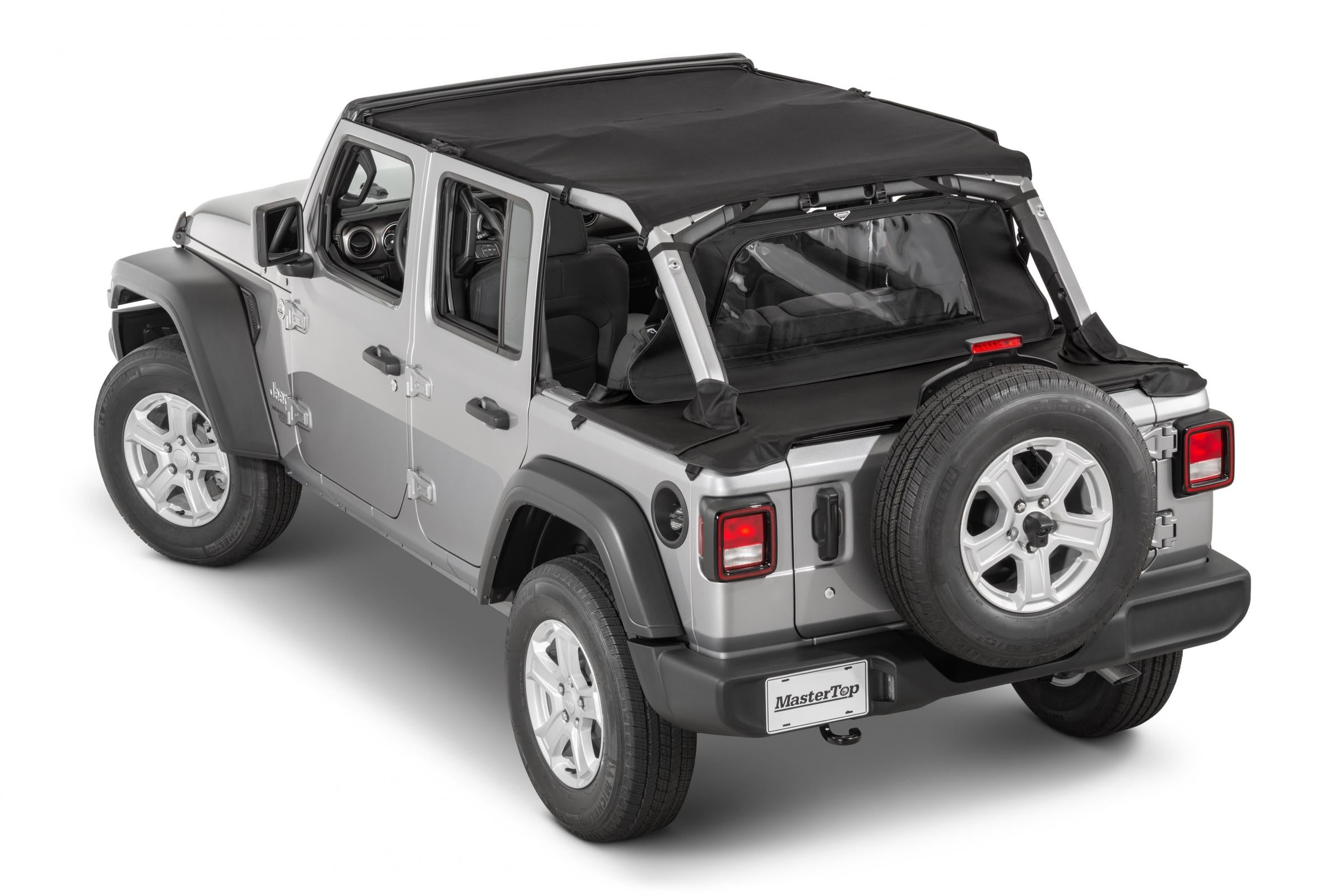 Jeep JL Regular Tonneau Cover 2 Piece Combo For 18-2024  Wrangler JLU 4Dr Soft Top Models MasterTwill Wind Stopper MasterTop