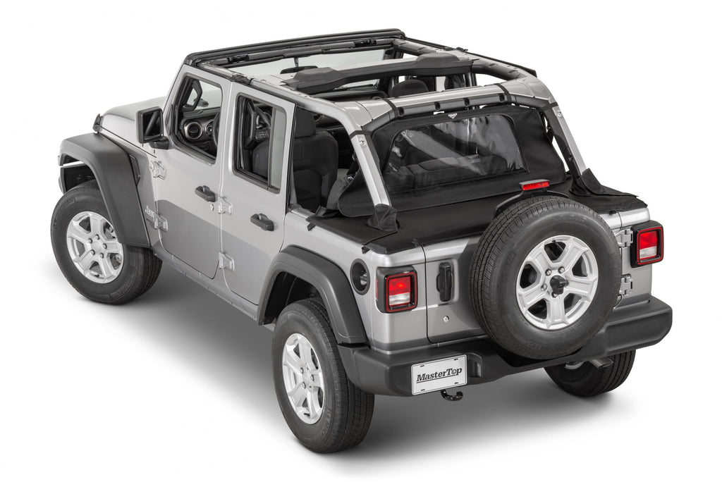 Jeep JL Regular Tonneau Cover 2 Piece Combo For 18-2024  Wrangler JLU 4Dr Hard Top Models MasterTwill Wind Stopper MasterTop