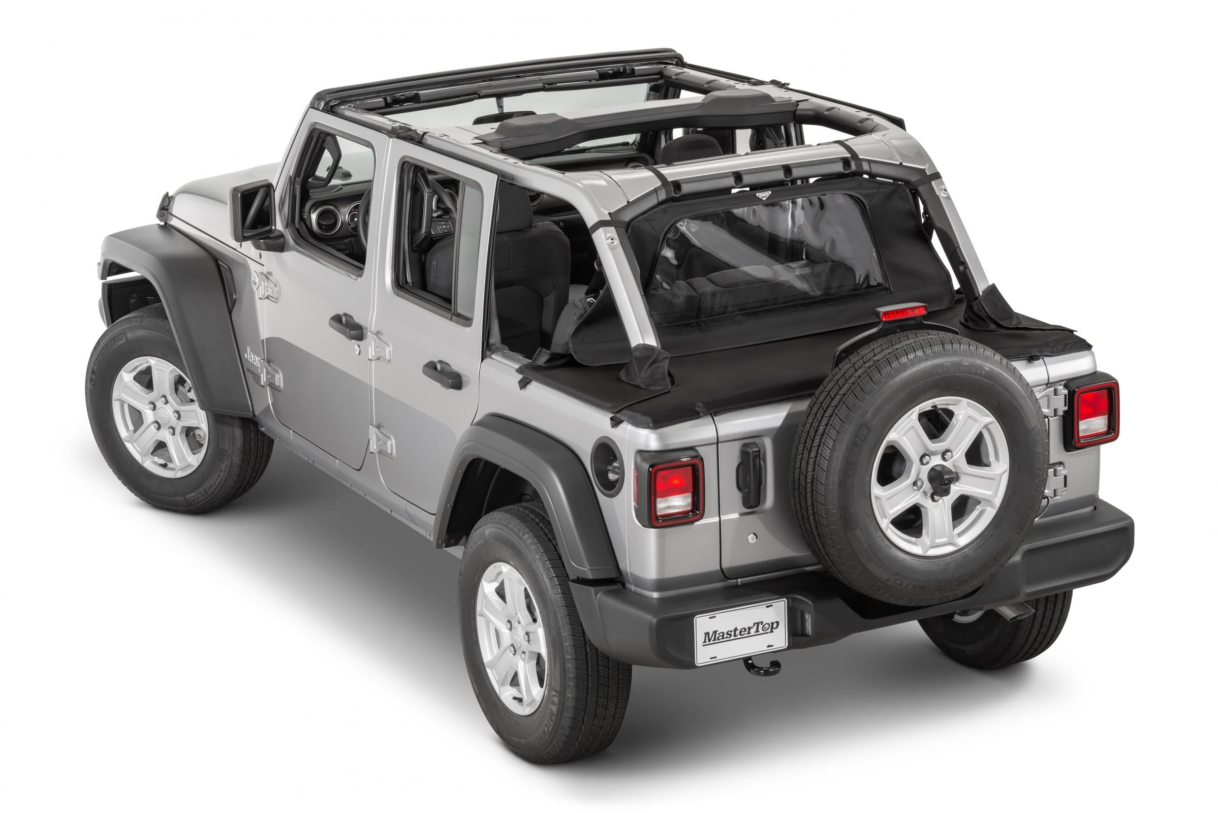 Jeep JL Regular Tonneau Cover 2 Piece Combo For 18-2024  Wrangler JLU 4Dr Hard Top Models MasterTwill Wind Stopper MasterTop