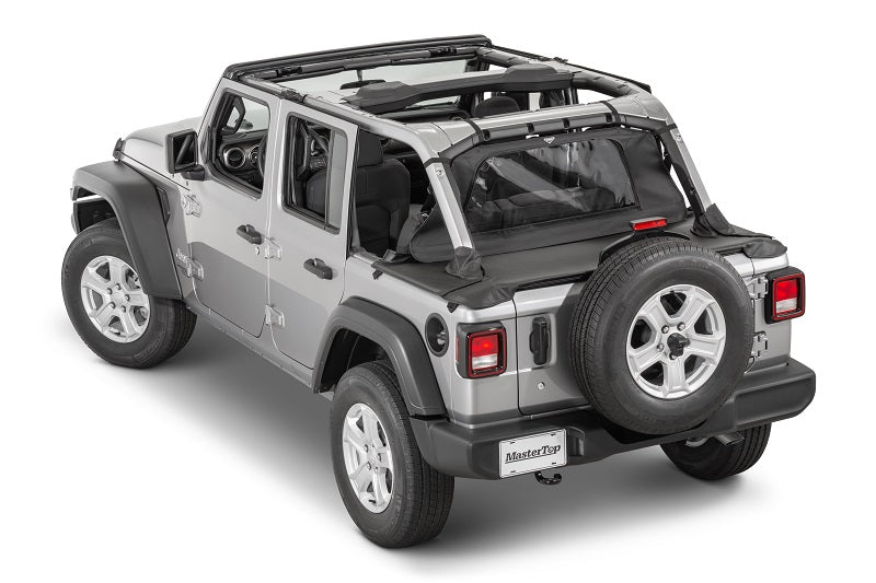Jeep Tonneau Cover For 18-2024  Jeep JLU Wrangler 4 Door Soft Top Models Black Diamond MasterTop