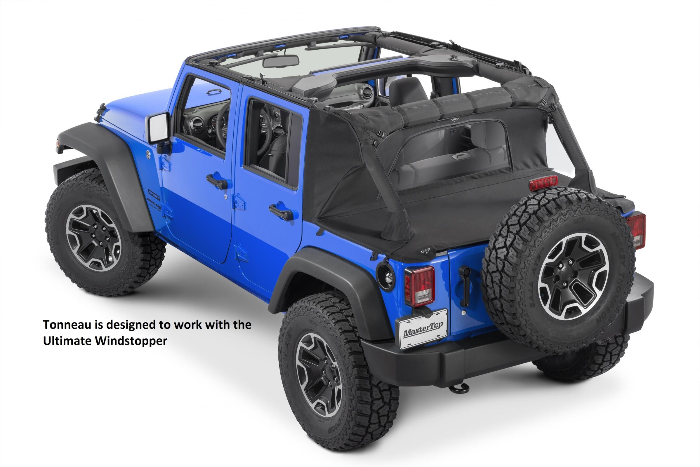 Jeep Tonneau Cover For 07-18 Jeep JK Wrangler 4 Door For Use With Windstopper Plus Mastertwill MasterTop