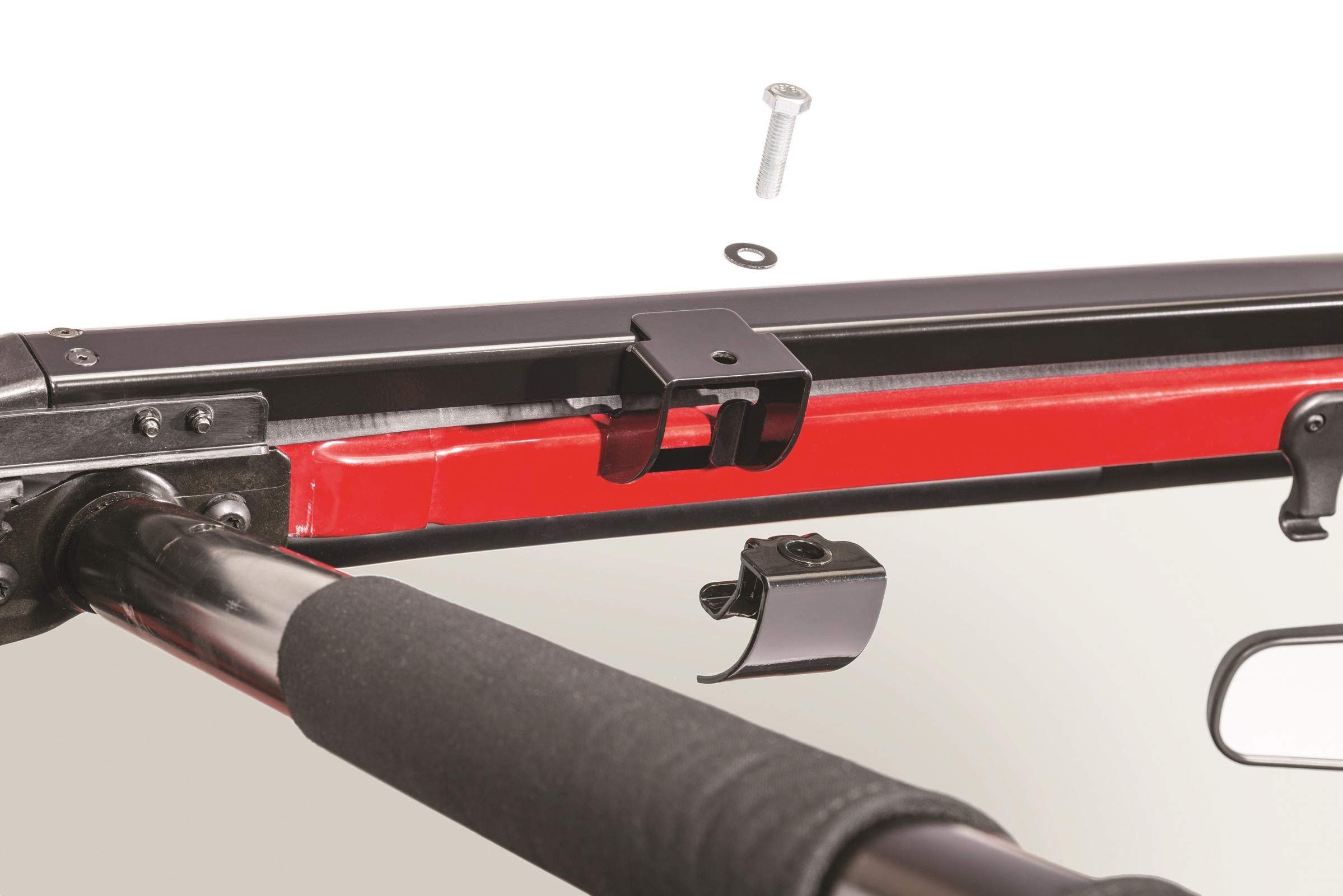Jeep JK No Drill Windshield Header For 07-18 Wrangler JK Black MasterTop