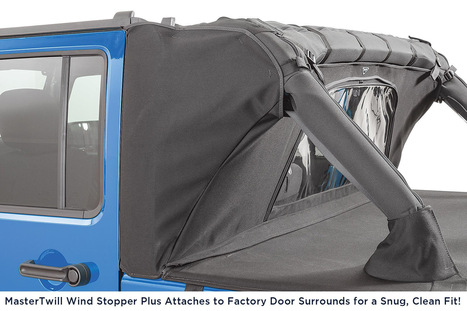 Jeep JK Combo For Soft Top Equipped Cable Style Bimini Top Plus 07-09 Wrangler JK 4 Door w/s Header Includes Conversion Kit WindStopper Plus and Tonneau MasterTwill MasterTop