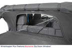 Jeep JK Combo For Soft Top Equipped Cable Style Bimini Top Plus 10-18 Wrangler JK 4 Door w/s Header WindStopper Plus and Tonneau MasterTwill MasterTop