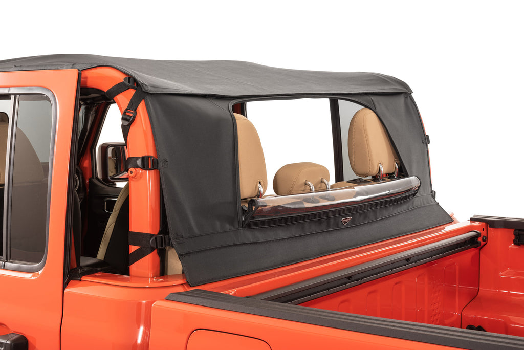 Bimini Top Plus with Integrated Grab Handles/Wind Stopper Combo 20-Present Jeep JT Gladiator 4 Door, MasterTwill/Red GH MasterTop
