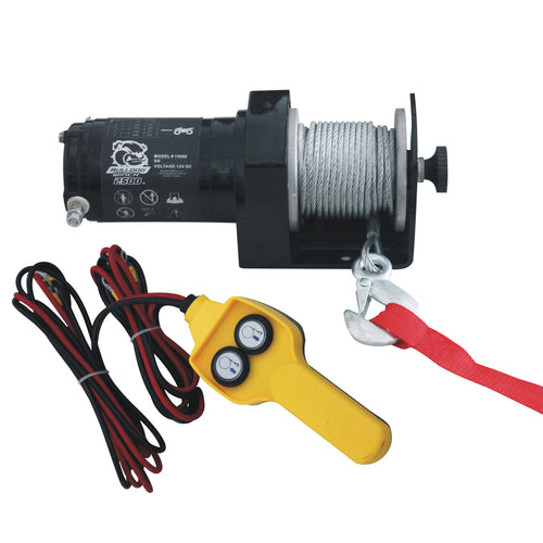 2,500 LB ATV Winch 50 Ft Synthetic Rope W/Mini Rocker Switch Mounting Channel Roller Fairlead Bulldog Winch