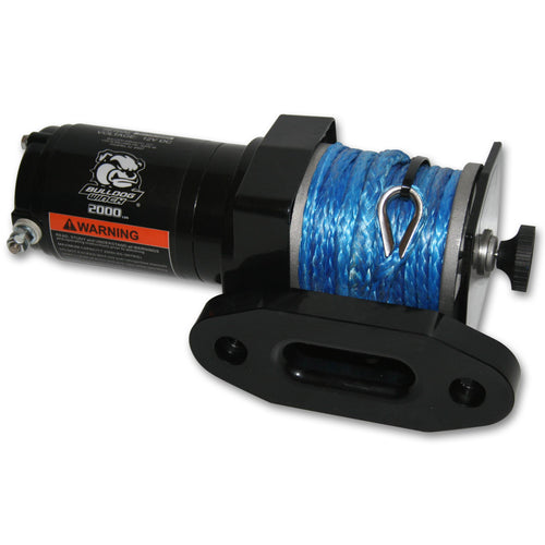 2,000 LB ATV Winch 50 Ft Synthetic Rope Mini Rocker Switch Mount Channel Aluminum Hawse Fairlead Bulldog Winch