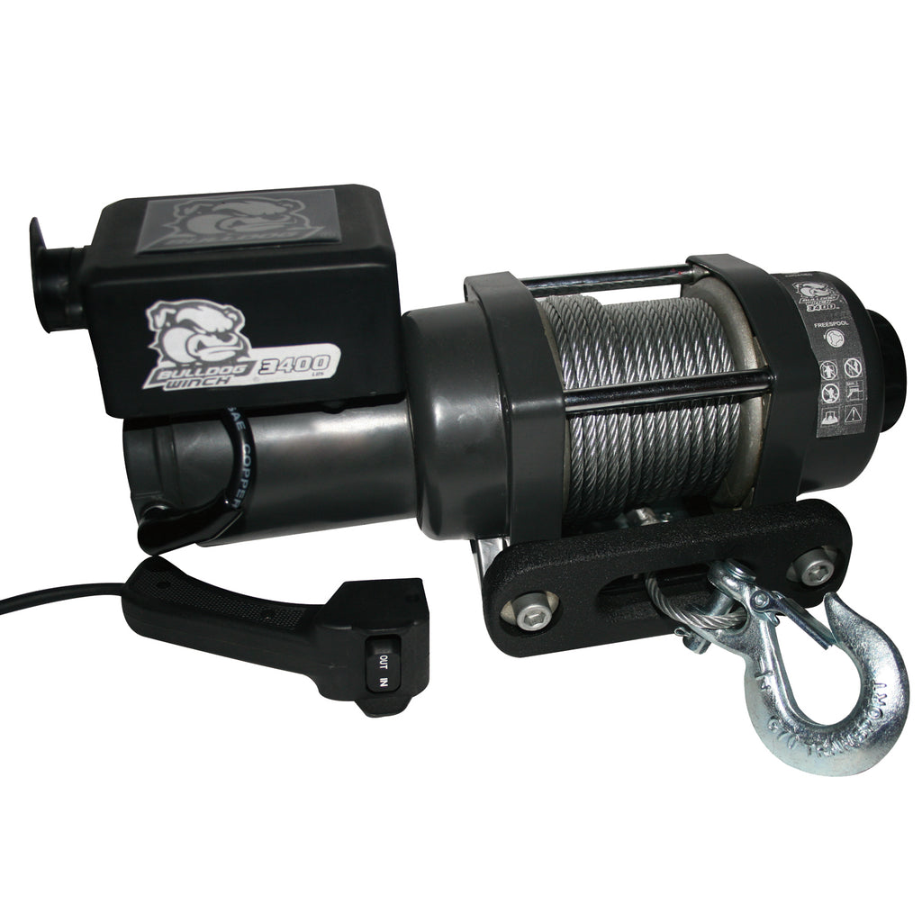 3,400 LB Trailer/Utility Winch 45 Ft Wire Rope Hawse Fairlead Mount Plate Bulldog Winch