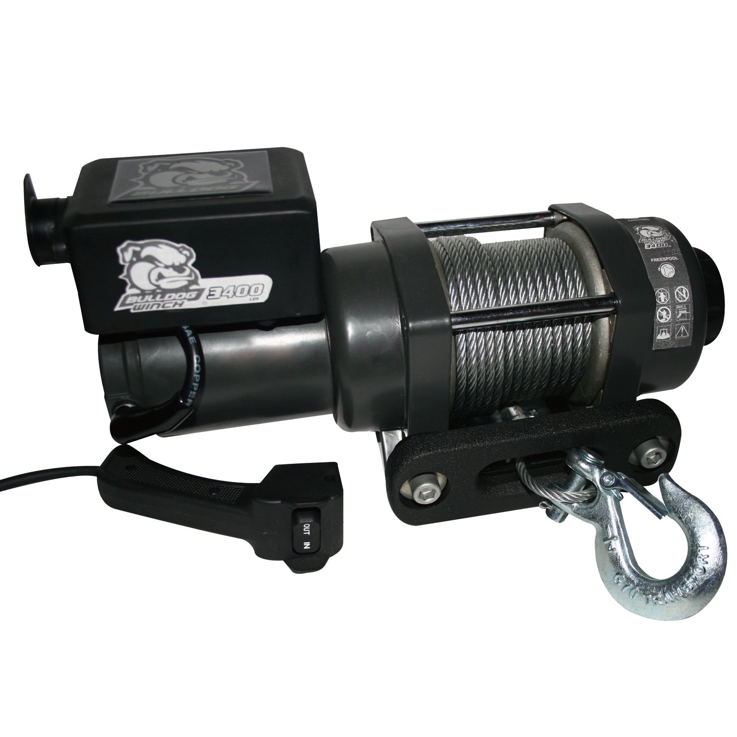 3,400 LB Trailer/Utility Winch 45 Ft Wire Rope Hawse Fairlead Mount Plate Bulldog Winch