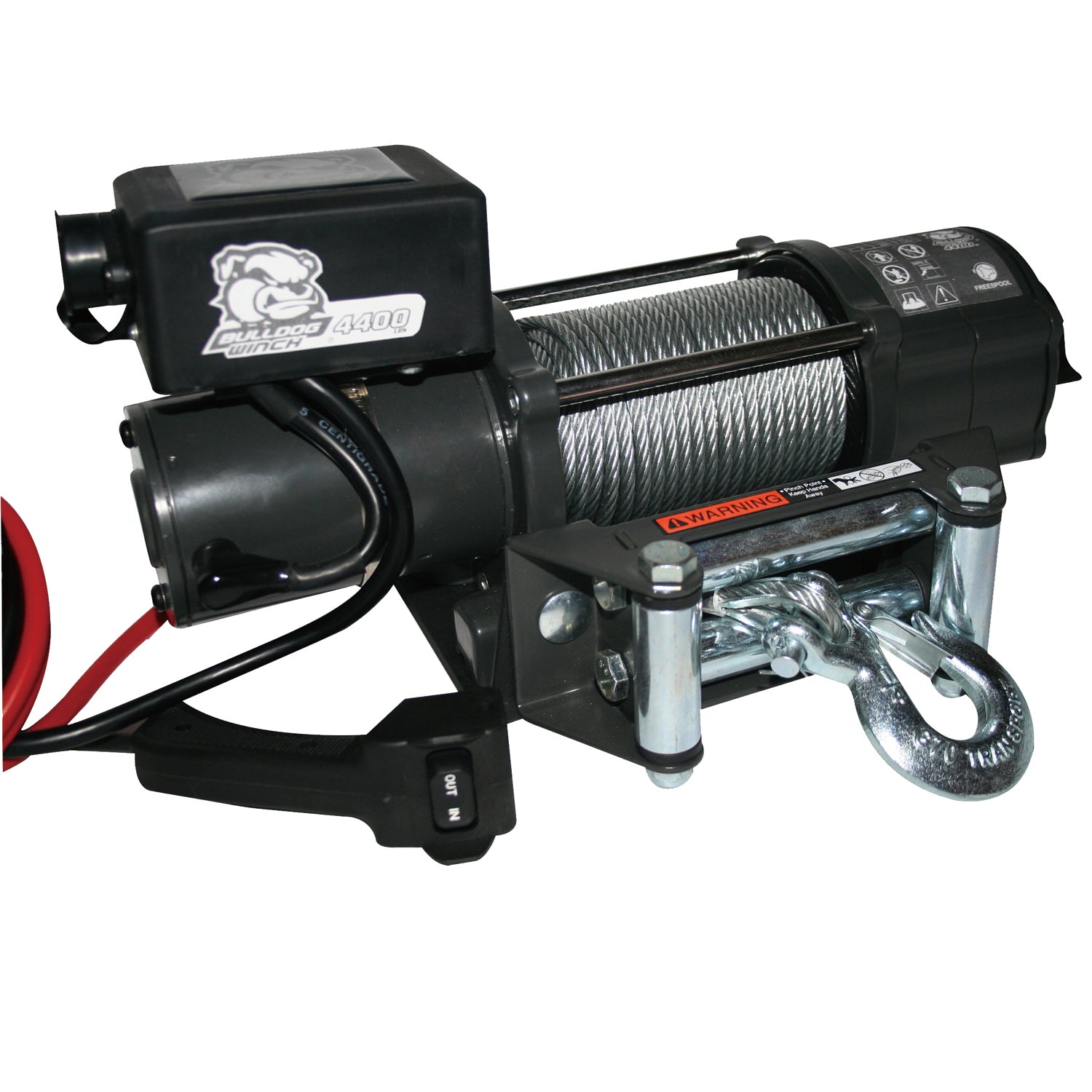 4,400 LB Trailer/Utility Winch 55 Ft Wire Rope Roller Fairlead Mount Plate Bulldog Winch