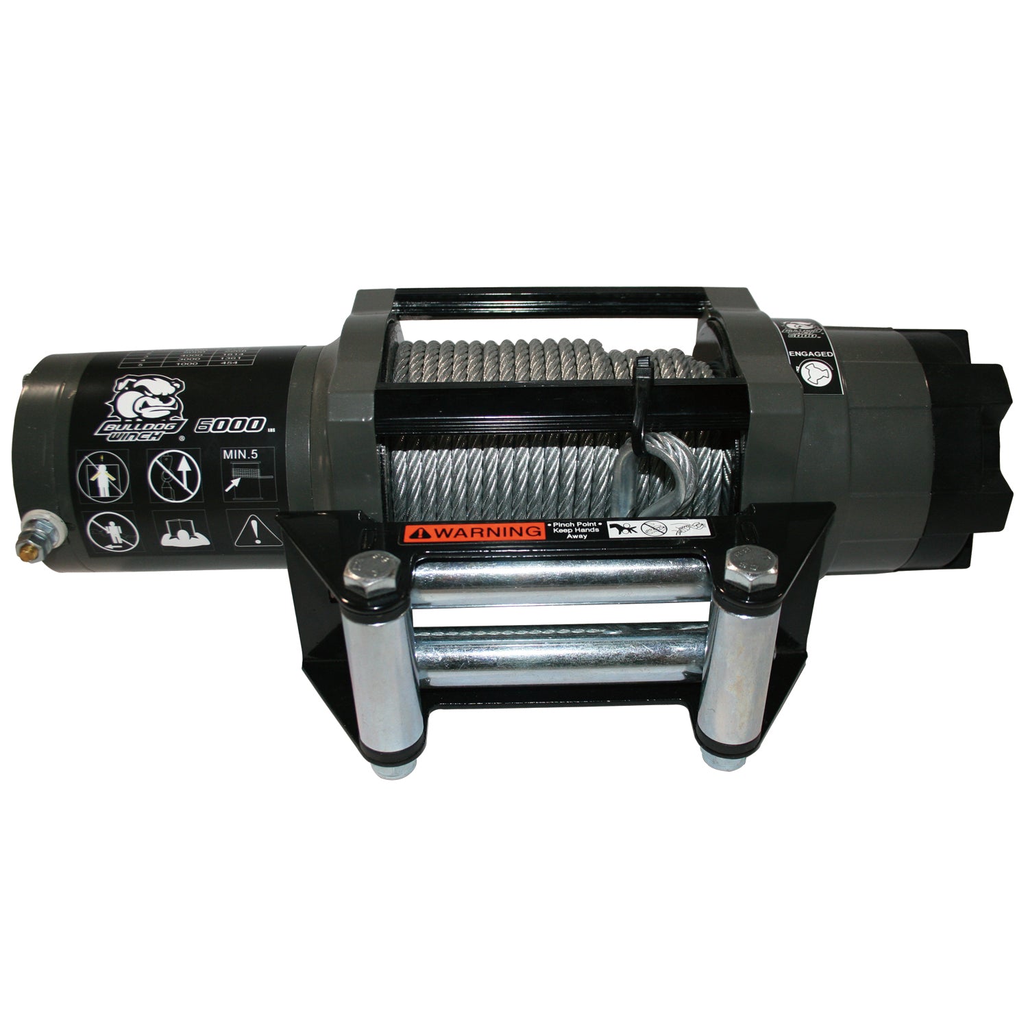 6,000 LB Powersports Winch 50 Ft Wire Rope Roller Fairlead Bulldog Winch