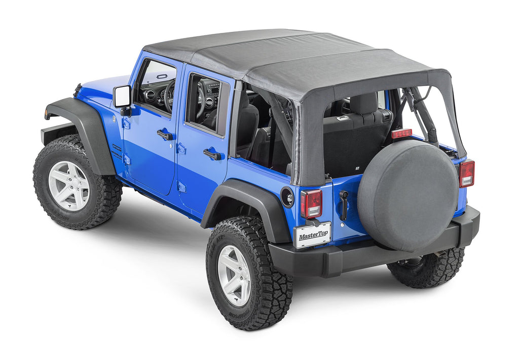 Jeep JK Replacement Top No Doorskins Tinted Glass For 10-18 Jeep Wrangler JK 4 Door Black Diamond MasterTop
