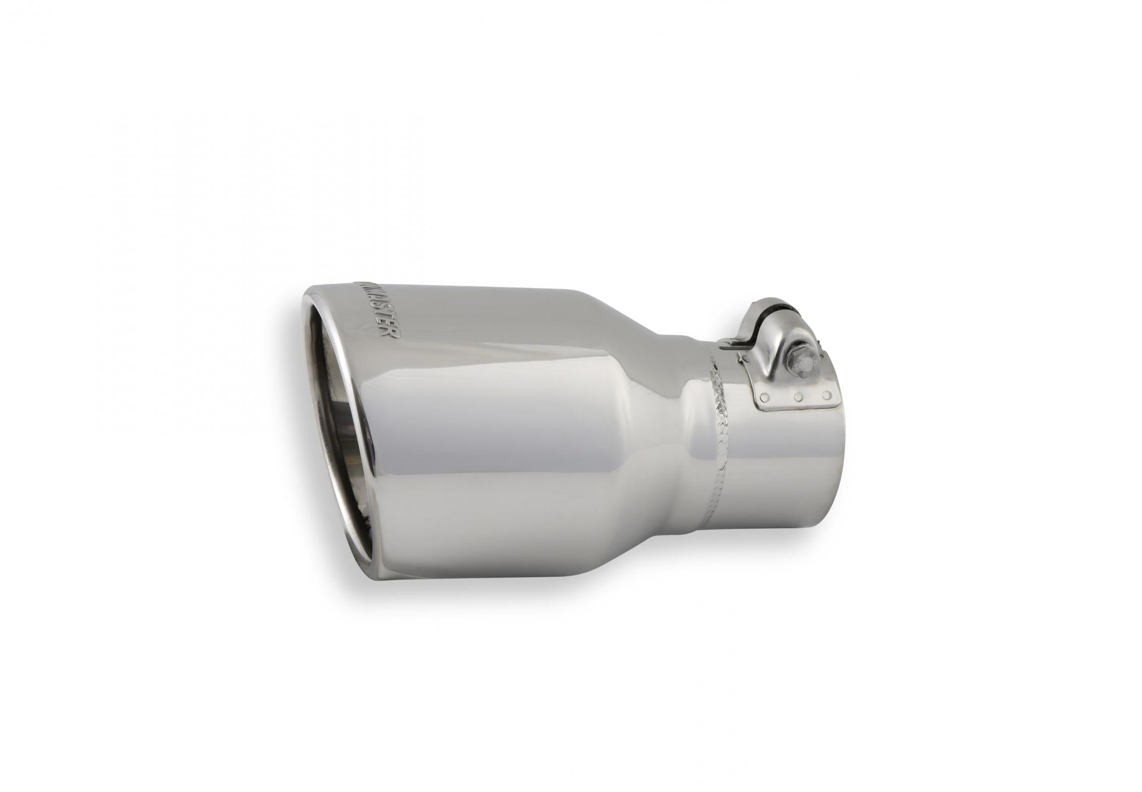 Exhaust Tip Exhaust Tip 4.00 Inch Rolled Angle Polished SS Fits 2.50 Inch Tubing Clamp On Flowmaster