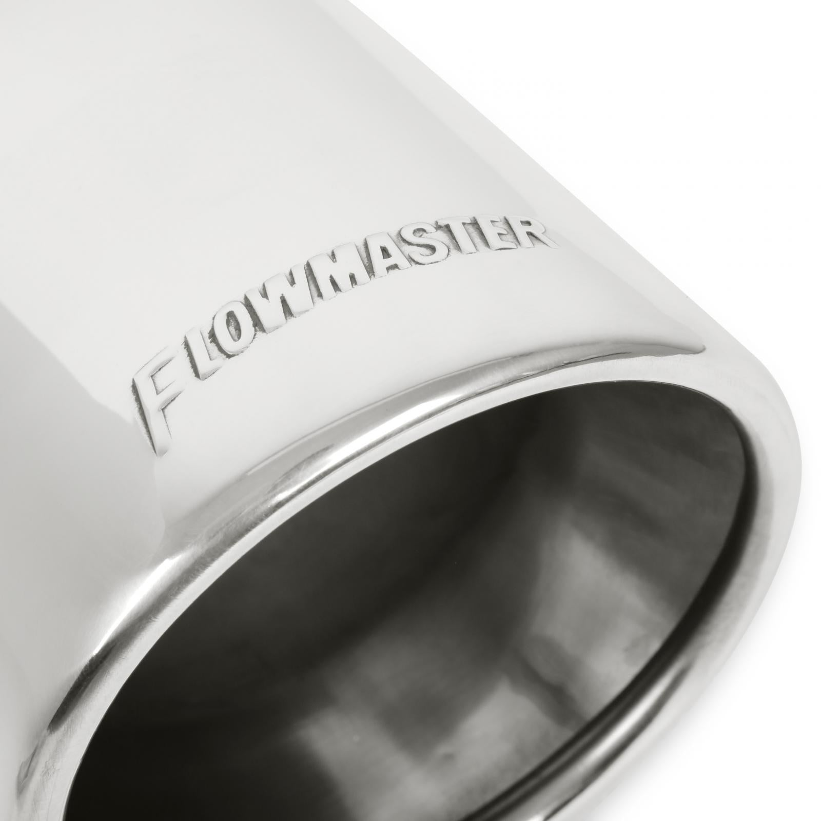 Exhaust Tip Exhaust Tip 4.00 Inch Rolled Angle Polished SS Fits 2.50 Inch Tubing Clamp On Flowmaster