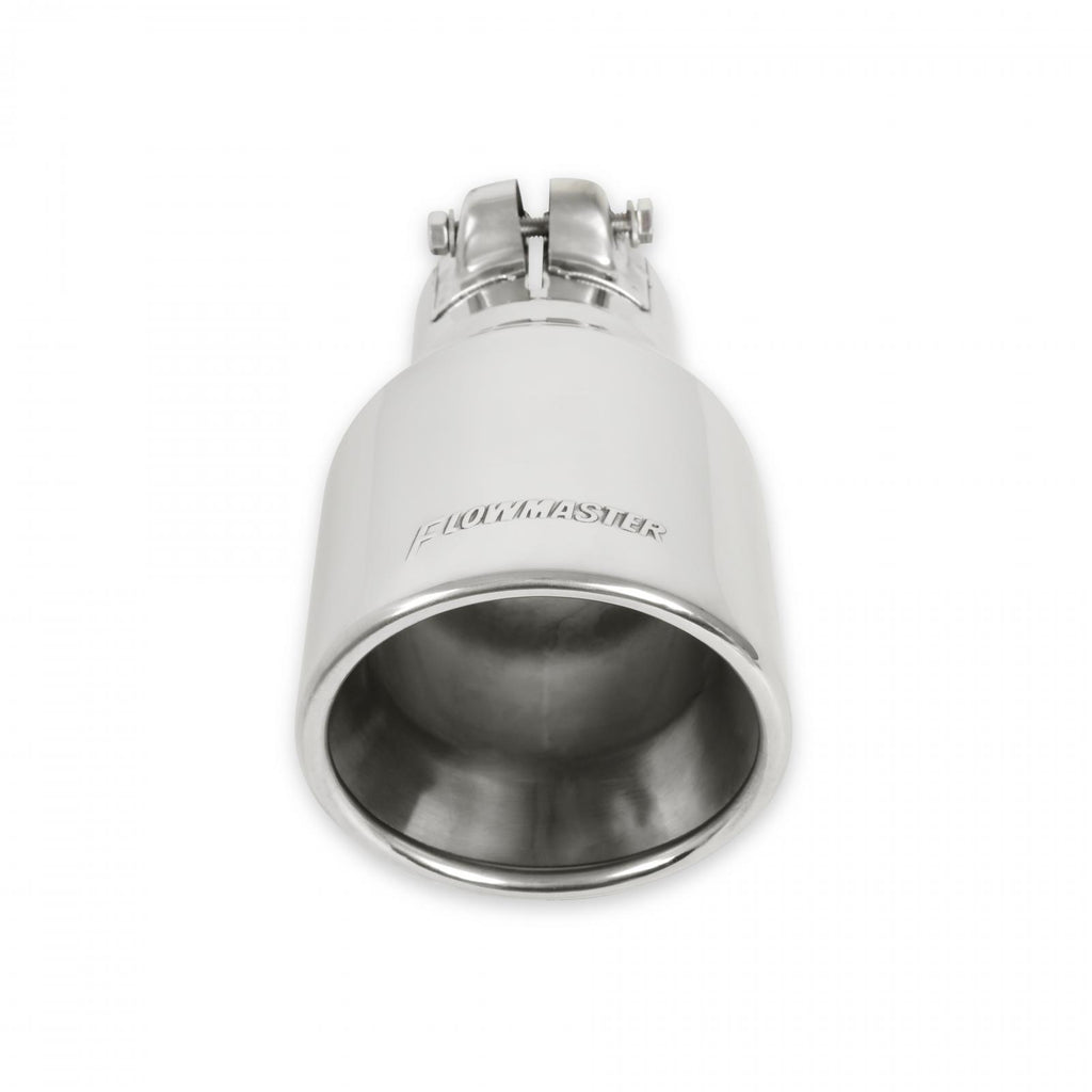 Exhaust Tip Exhaust Tip 4.00 Inch Rolled Angle Polished SS Fits 2.50 Inch Tubing Clamp On Flowmaster