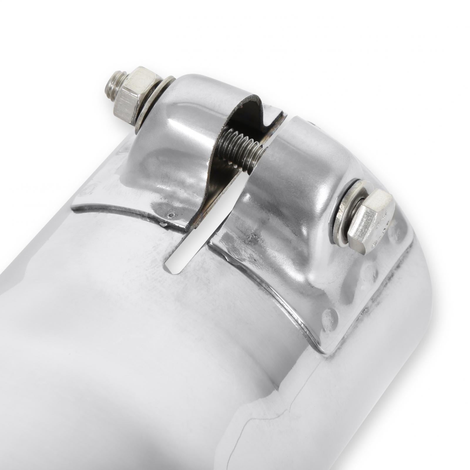 Exhaust Tip Exhaust Tip 4.00 Inch Rolled Angle Polished SS Fits 2.50 Inch Tubing Clamp On Flowmaster